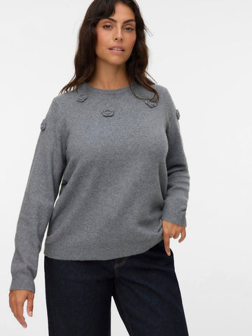 VMCROSE - Strikbluse med Blomster