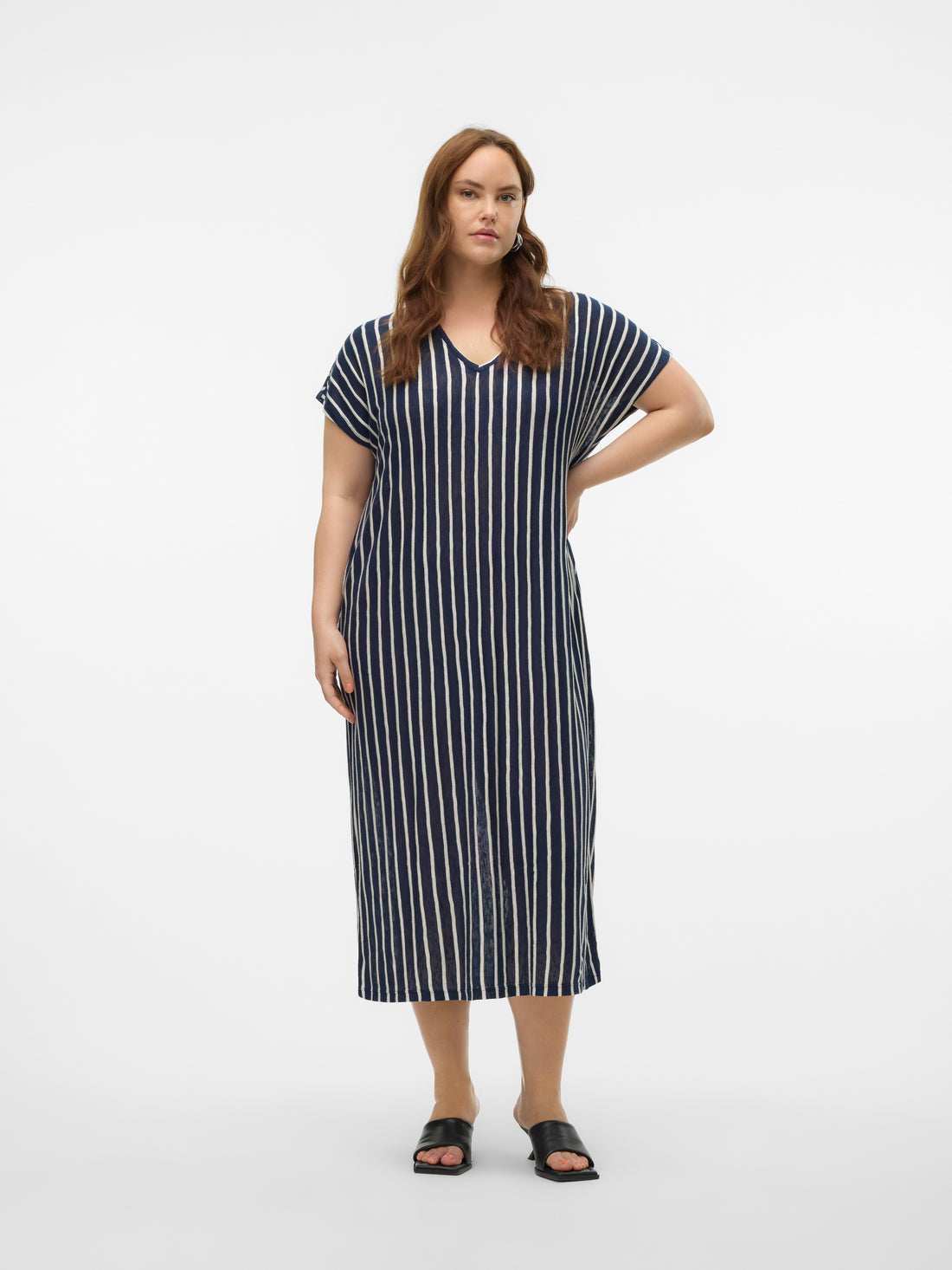 VMCLANA SS V-NECK CALF DRESS