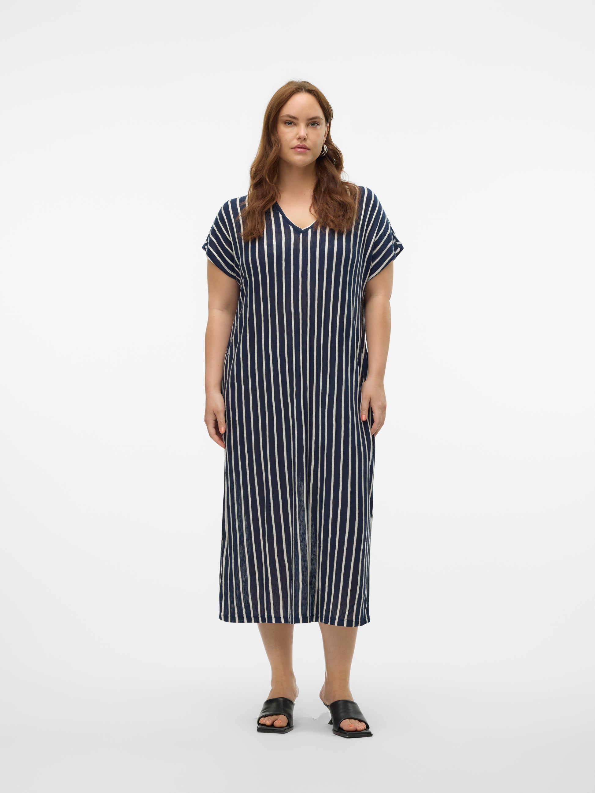 VMCLANA SS V-NECK CALF DRESS