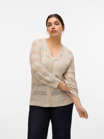 STRIPET LANGERMET V-NECK CARDIGAN CUR