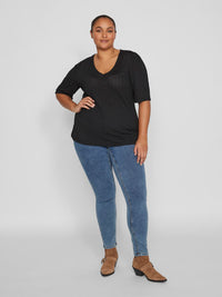 VIANNIE - V-NECK PUFF BLUSE NOOS