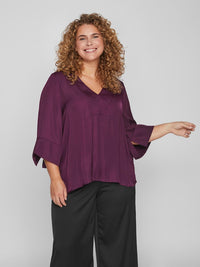 VIDREAMY V-NECK 3/4 SLEEVE TOP/CUR