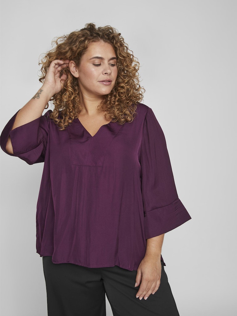 VIDREAMY V-NECK 3/4 SLEEVE TOP/CUR