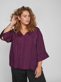 VIDREAMY V-NECK 3/4 SLEEVE TOP/CUR