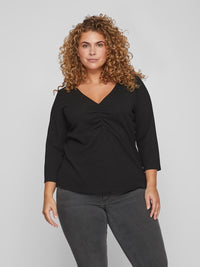 VIMIKAN V-NECK 3/4 SLEEVE TOP/CUR/RT