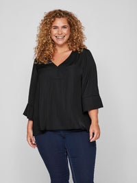 VIDREAMY V-NECK 3/4 SLEEVE TOP/CUR