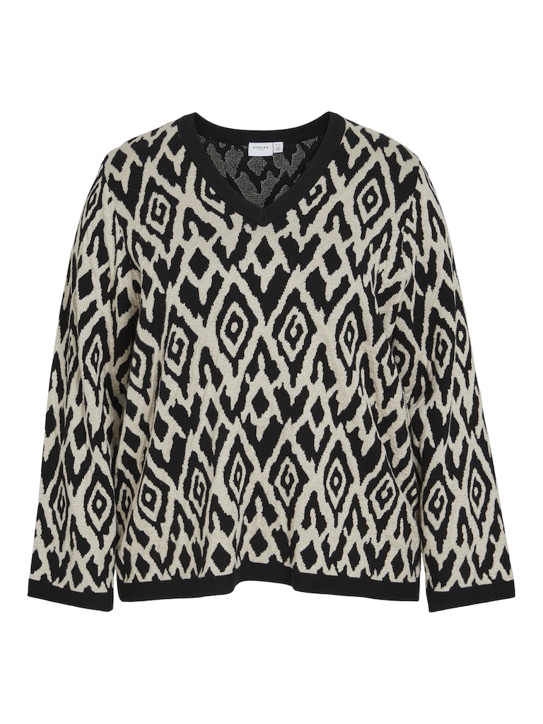 VIJEFRA V-NECK LS JACQUARD KNIT