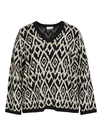 VIJEFRA V-NECK LS JACQUARD KNIT