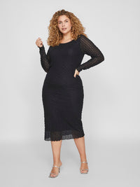 VIMESSAN BOATNECK L/S MIDI DRESS