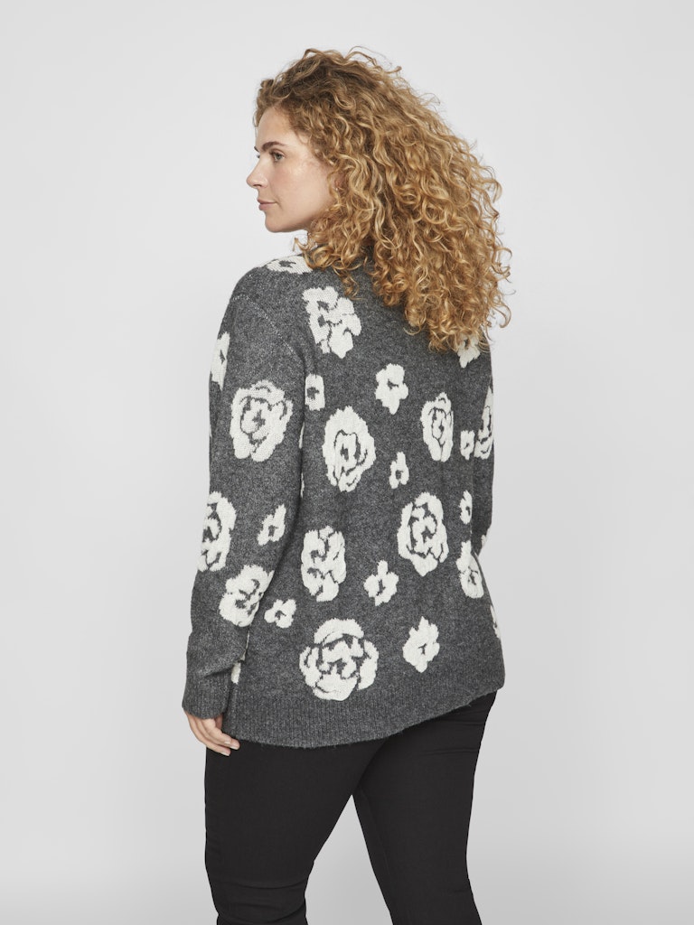 VISIYA O-NECK L/S JAQUARD KNIT BLOUSE