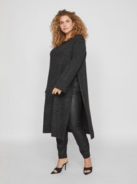 VICILIA O-NECK L/S HIGH SLIT DRESS