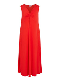 VIALINA V-NECK S/L KNOT MAXI DRESS/CUR