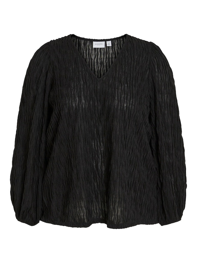 VIPLISSO V-HALS L/S TOP/CUR