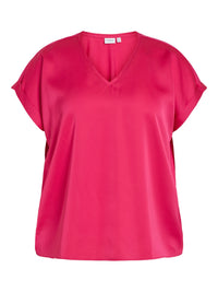 VIELLETTE S/S SATIN V-NECK TOP