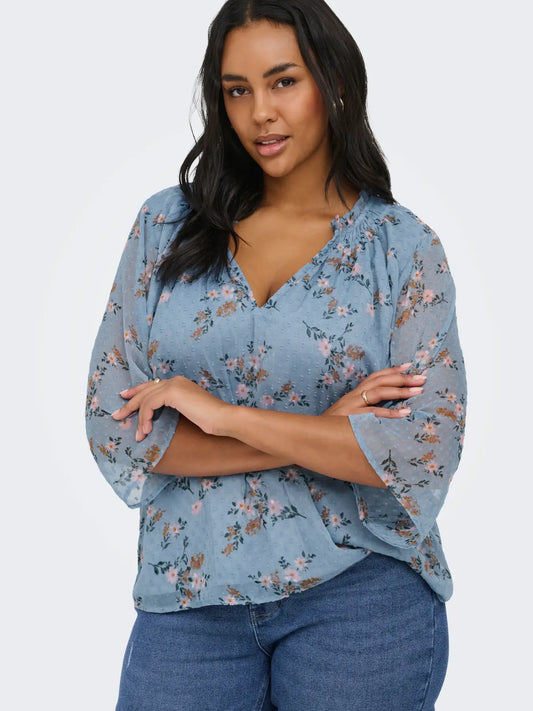 CarSigrid - Langærmet V-Hals Bluse