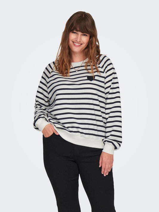 CARJUDY L/S STRIPE HJERTE-SWEATSHIRT