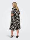 Carfyrlas s s v-neck blk allover kjole