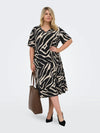 Carfyrlas s s v-neck blk allover kjole