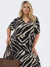 Carfyrlas s s v-neck blk allover kjole