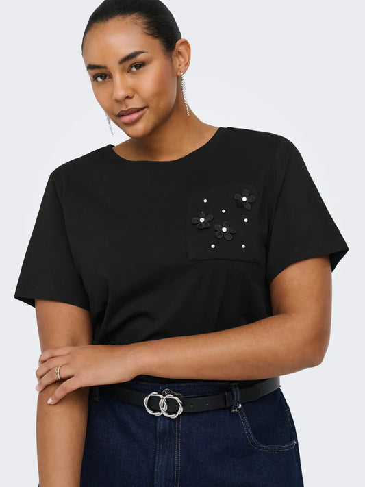 Carzenia kortermet topp med rund hals