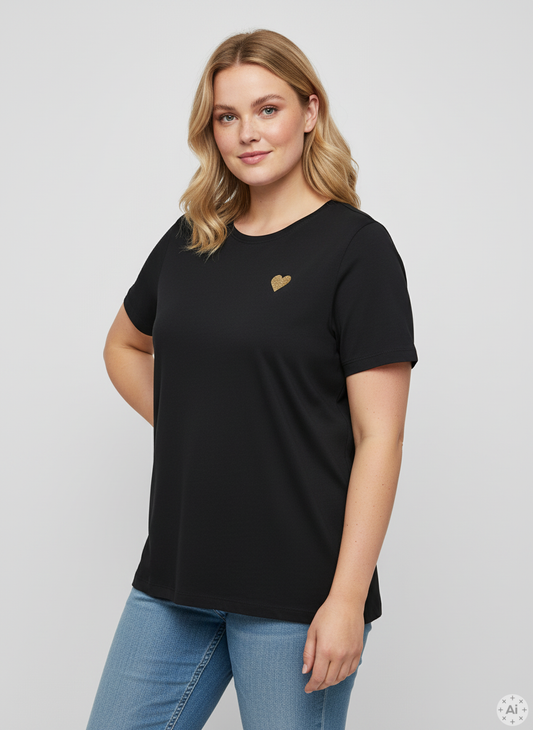 CARKITA - T-Shirt med Guld Hjerte