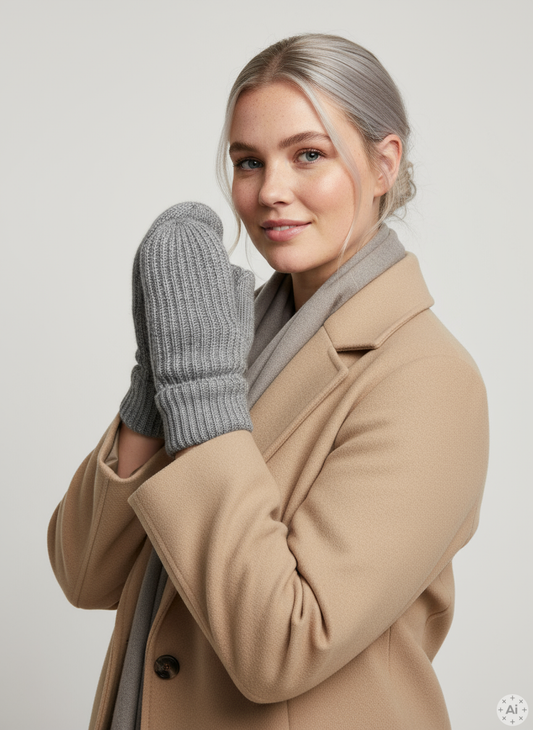 PCMILLA - Grå Strik Vanter