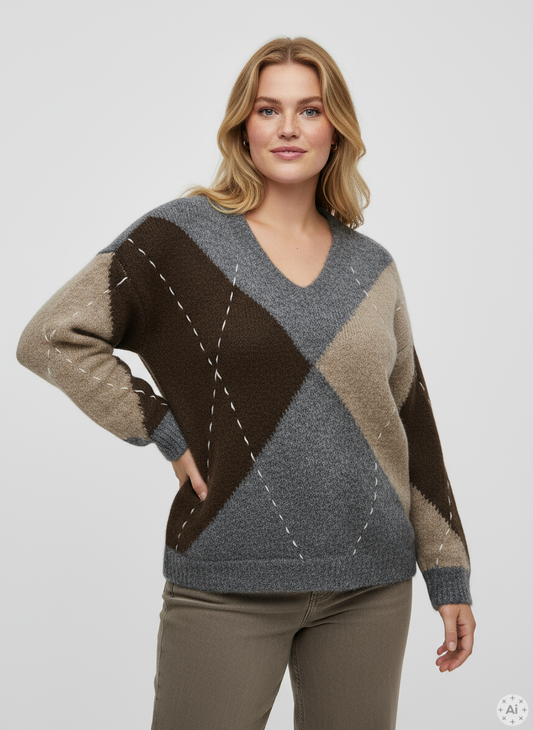 VmcBliss - Mønstret Strikbluse