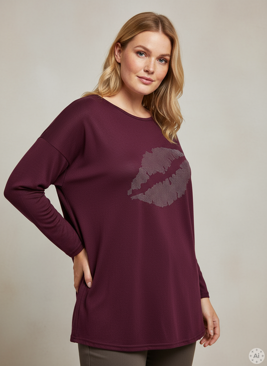 CARALBA - Lang Bluse med nitter