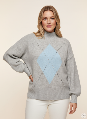 CARWAKEFIELD - Strikbluse med Rhinsten