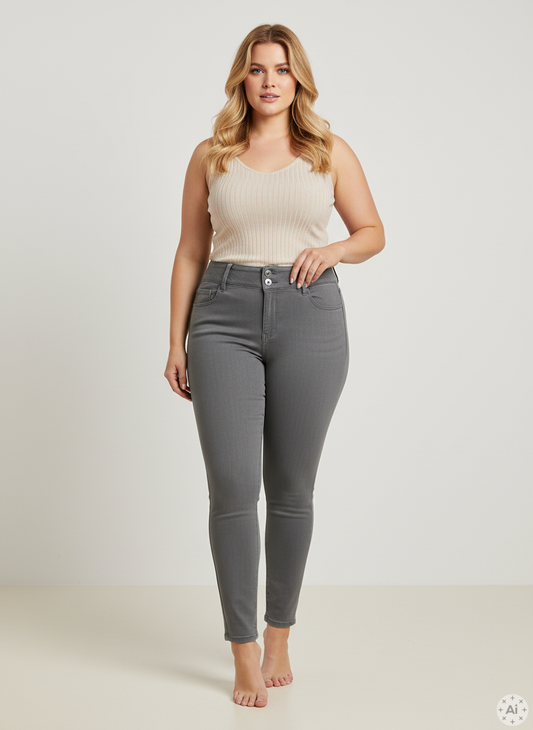 CarAnna - Tætsiddende Jeans - Grå