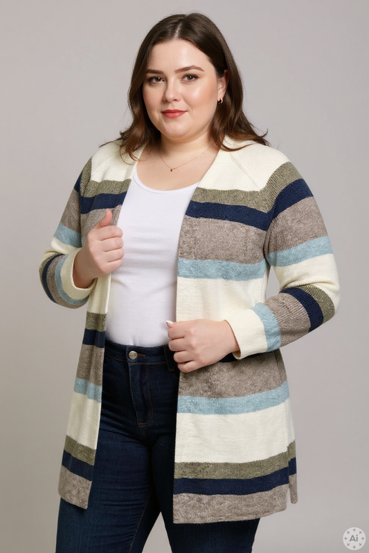 CarRatija Langermet Stripete Strikket Cardigan