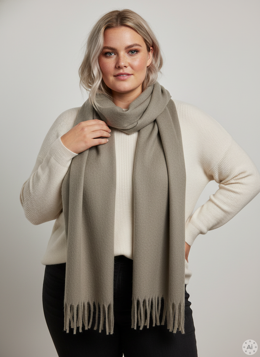 PCLULU - Beige Lang Tørklæde