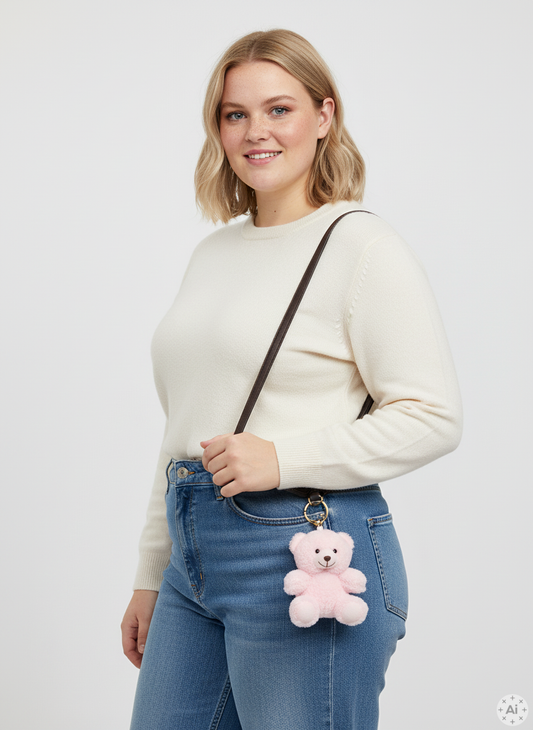 PcTeddy - Rosa Bamse Nøglering