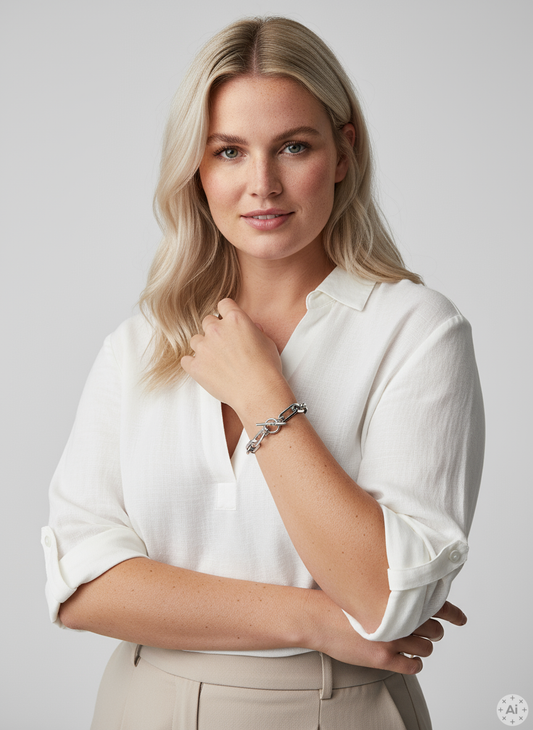 PcRandi - Sølvfarvet Lænke Armbånd