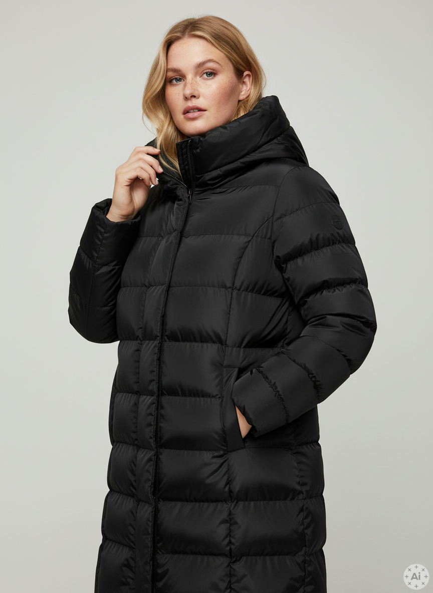 Sort plus size frakke