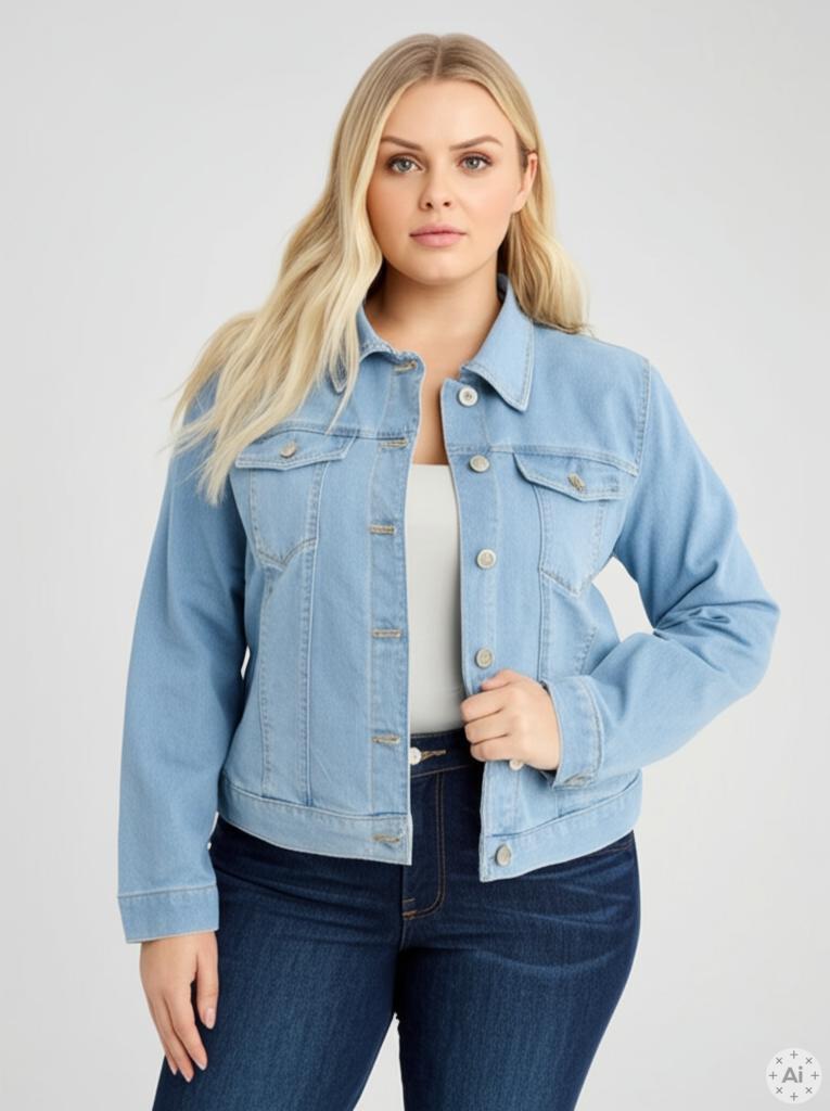 Plus size denim jakker