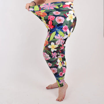 Blomstret leggings med lomme - CAMILLA