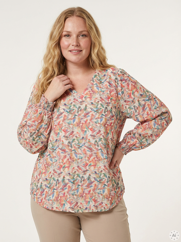 OxBluse 63220 - Bluse med V-hals