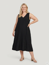CarJoanna - S/l V-Neck Calf Dress Vævet