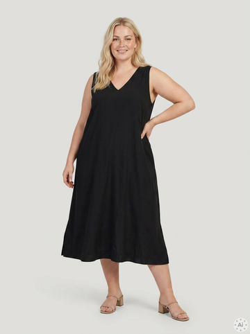 CarJoanna - S/l V-Neck Calf Dress Vevd