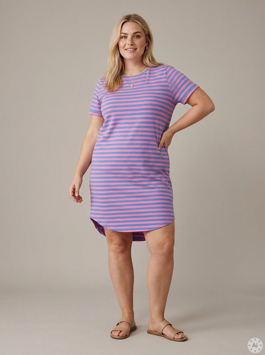 CARCUTE - Kortærmet Stribet Kjole