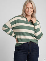 CarMeddie - Stribet Strikbluse med Krave