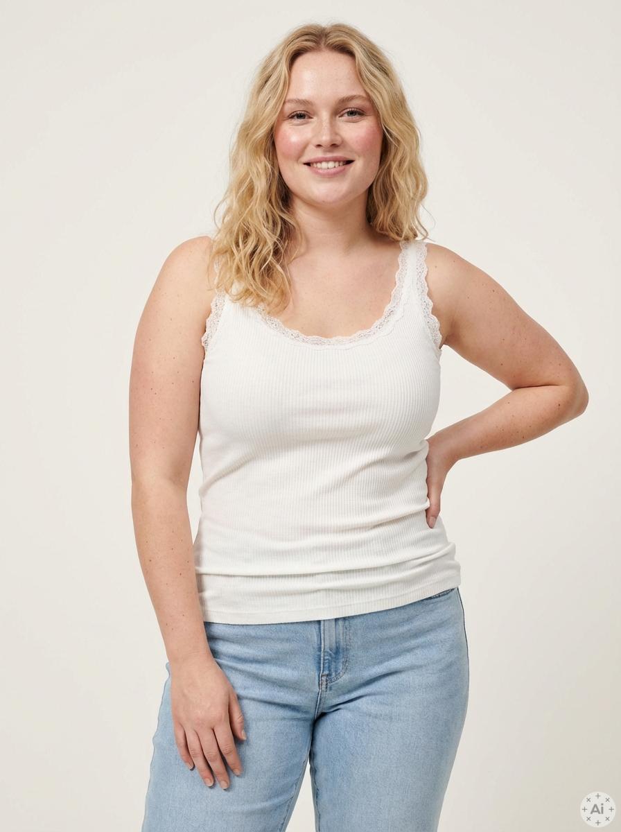 CarSharai - Tank-topp med blonder - Noos