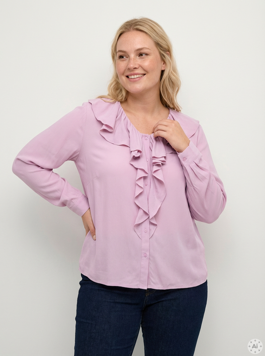 CarKana - Skjortebluse med Flæser