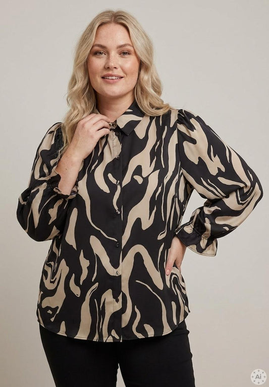 Ox63170 - Bluse med Pufærmer