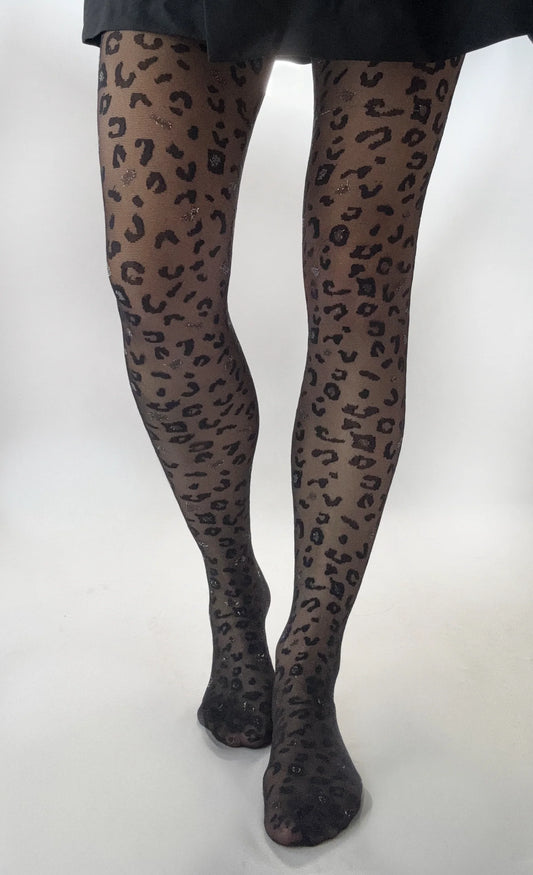 Sheer Leopard Glitter Curvy Super Stretch Tights