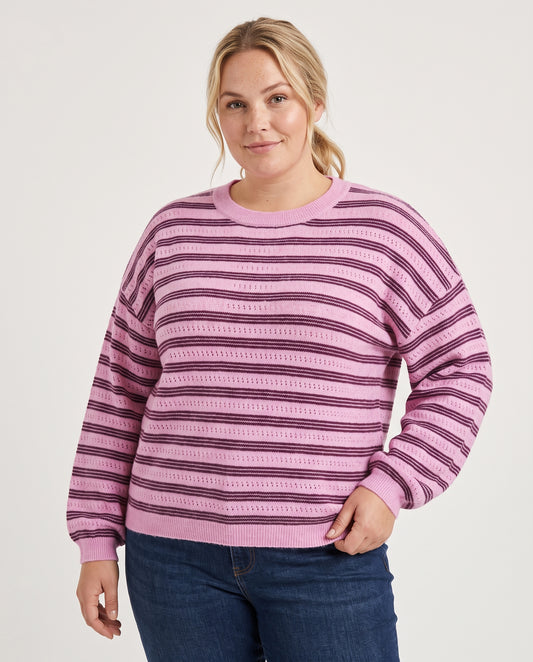 CarMonique - Stribet Pullover - Cyclamen Mel/Fig