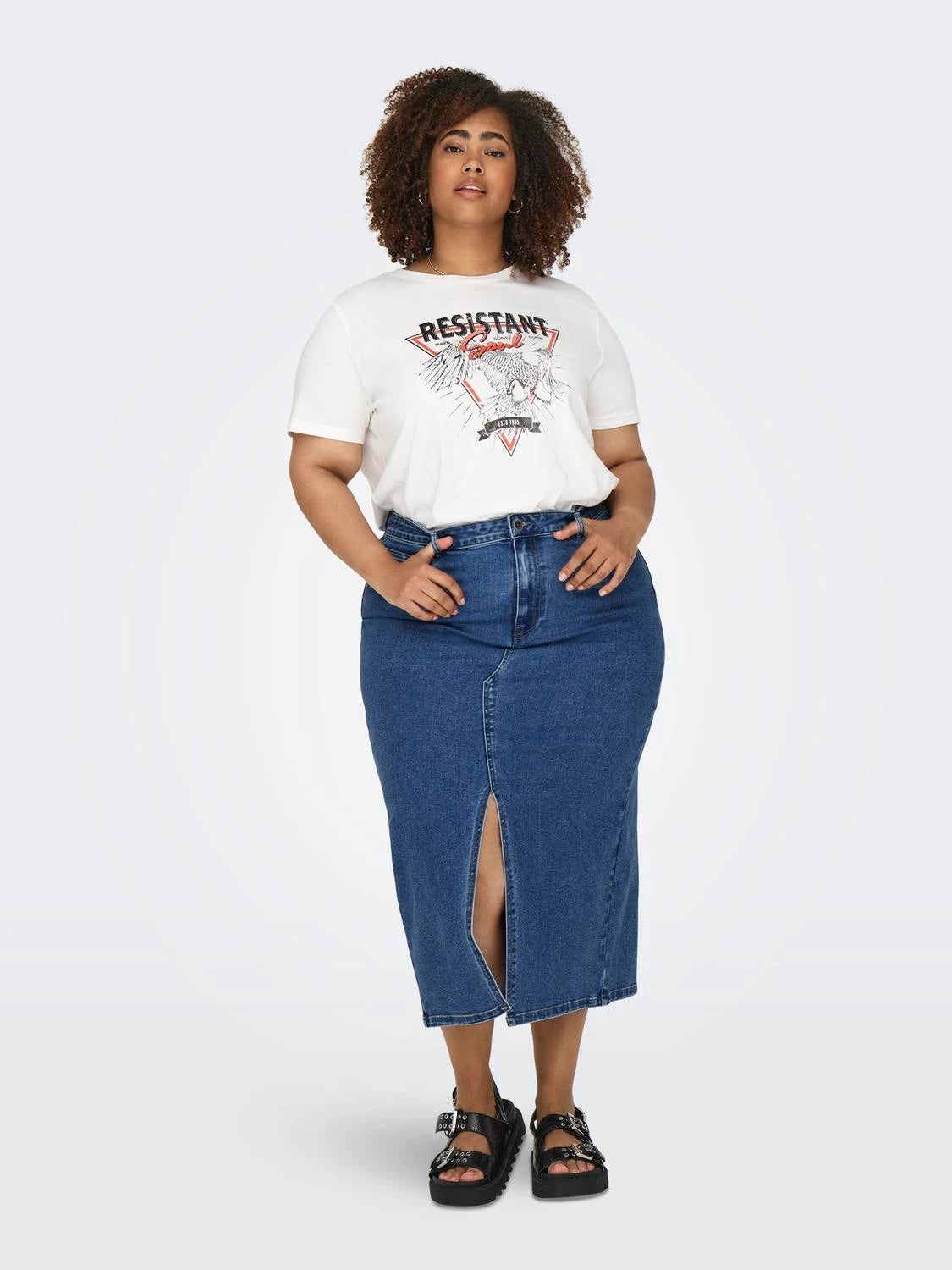 Plus size denim nederdele