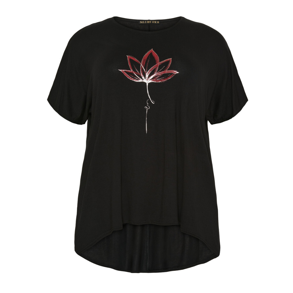 OxT-shirt w batwing & high/low Red Lotus