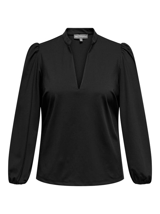 CARANIE - Sort Bluse med Pufærmer
